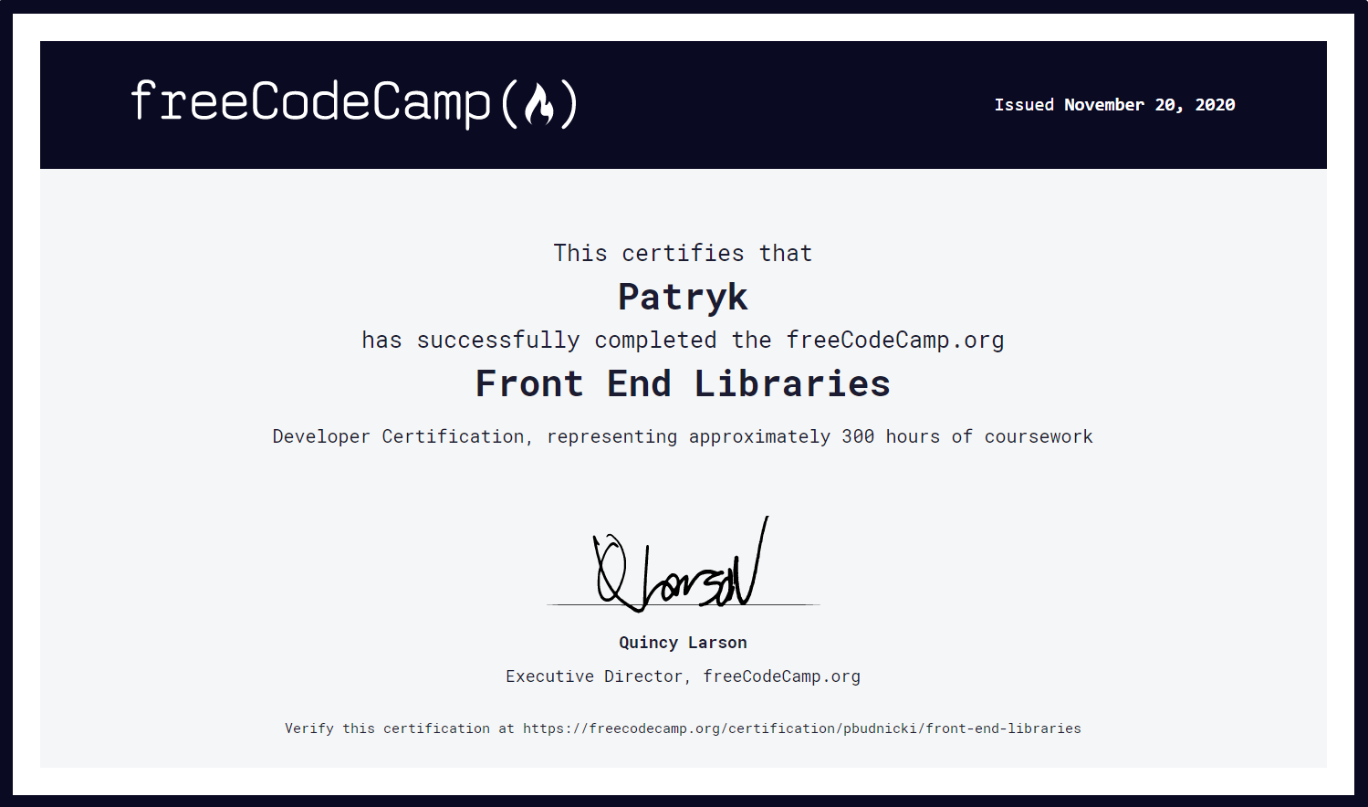 Certyfikat Front-end